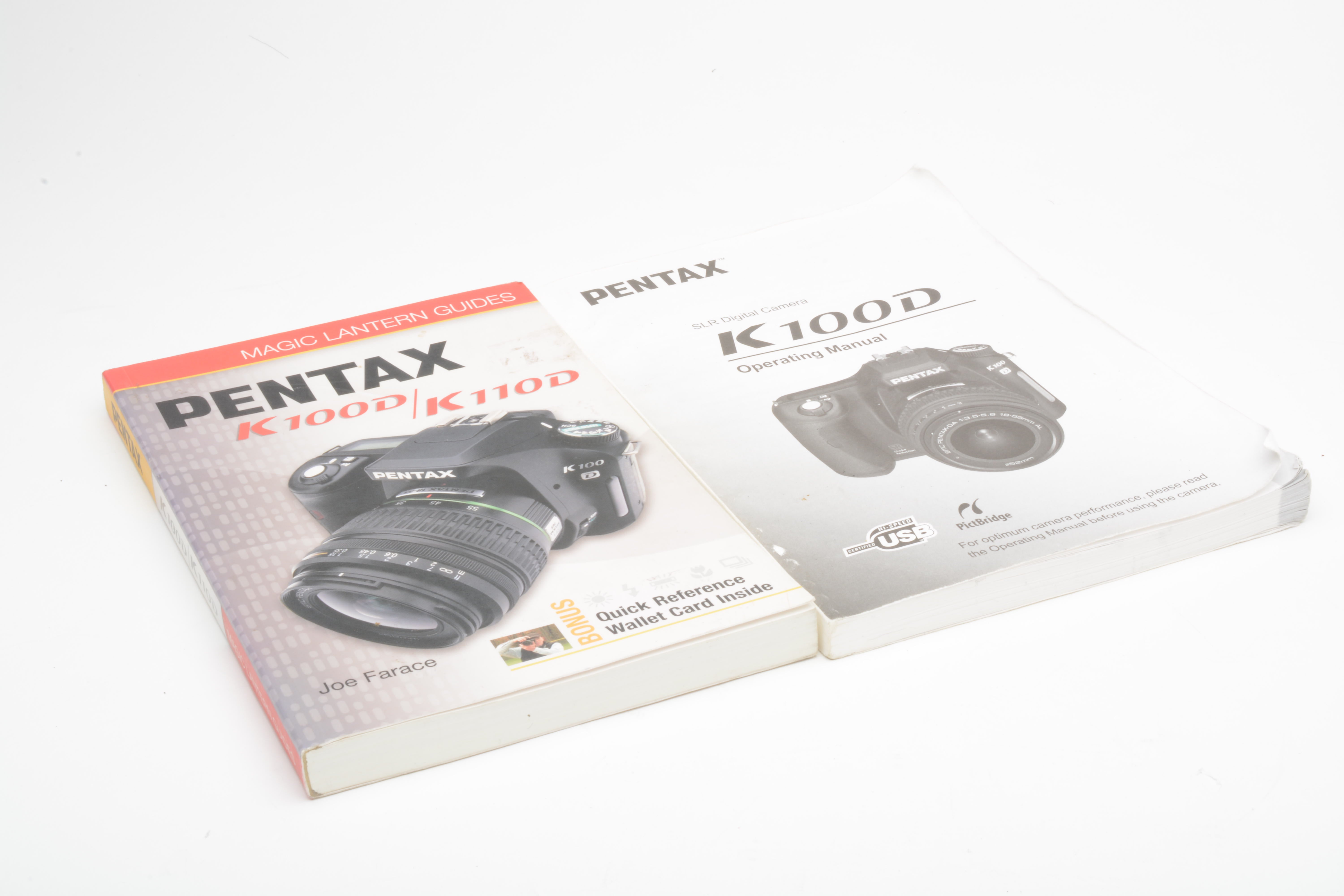 Pentax K100D DSLR w/18-55mm f3.5-5.6 zoom, manuals, book, strap