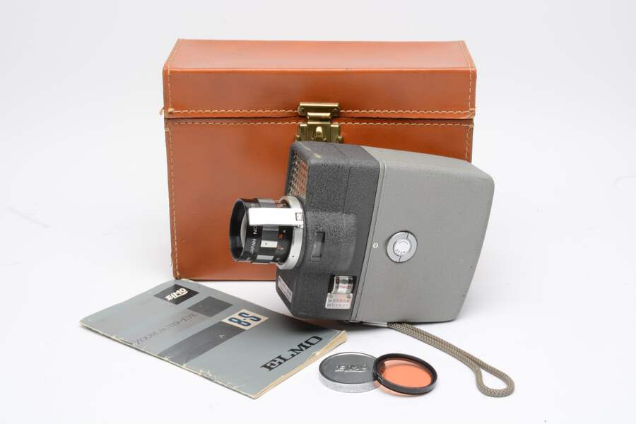 【動作〇】ELMO 8ミリムービーカメラ 6000AF Elmo 8-S Zoom auto eye 8mm Movie camera, filter, case, manual