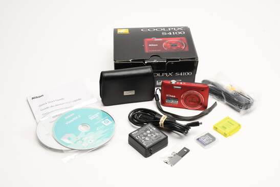 Nikon Coolpix S4100 14MP Digital Point&Shoot camera (Red), Boxed