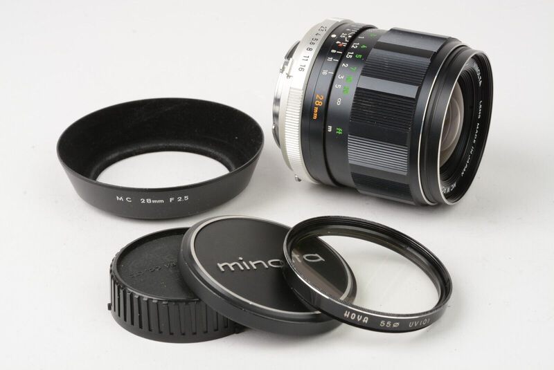 MINOLTA MC W.ROKKOR-SI 28mm F2.5 【良品】 Minolta MC W.Rokkor-X SI 28mm F2.5 Lens for MD Mount, Caps, Hood