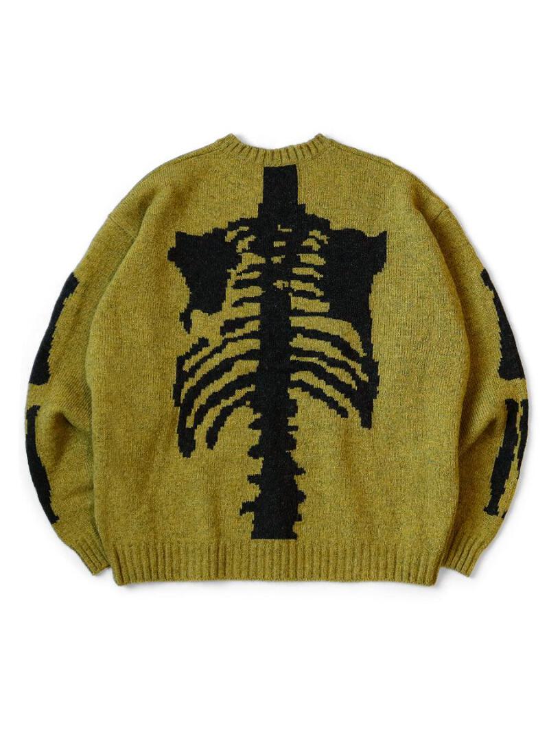 kapital 5G ウール BONEクルーセーター 赤　RED Kapital 5G Wool Bone Crew Sweater in Red, Orange EK-1537