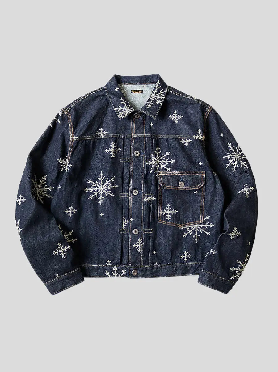 Kapital 14oz denim snow pattern embroidery 1ST JKT Jacket (Time