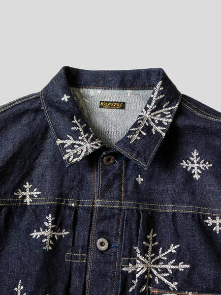 Kapital 14oz denim snow pattern embroidery 1ST JKT Jacket (Time 