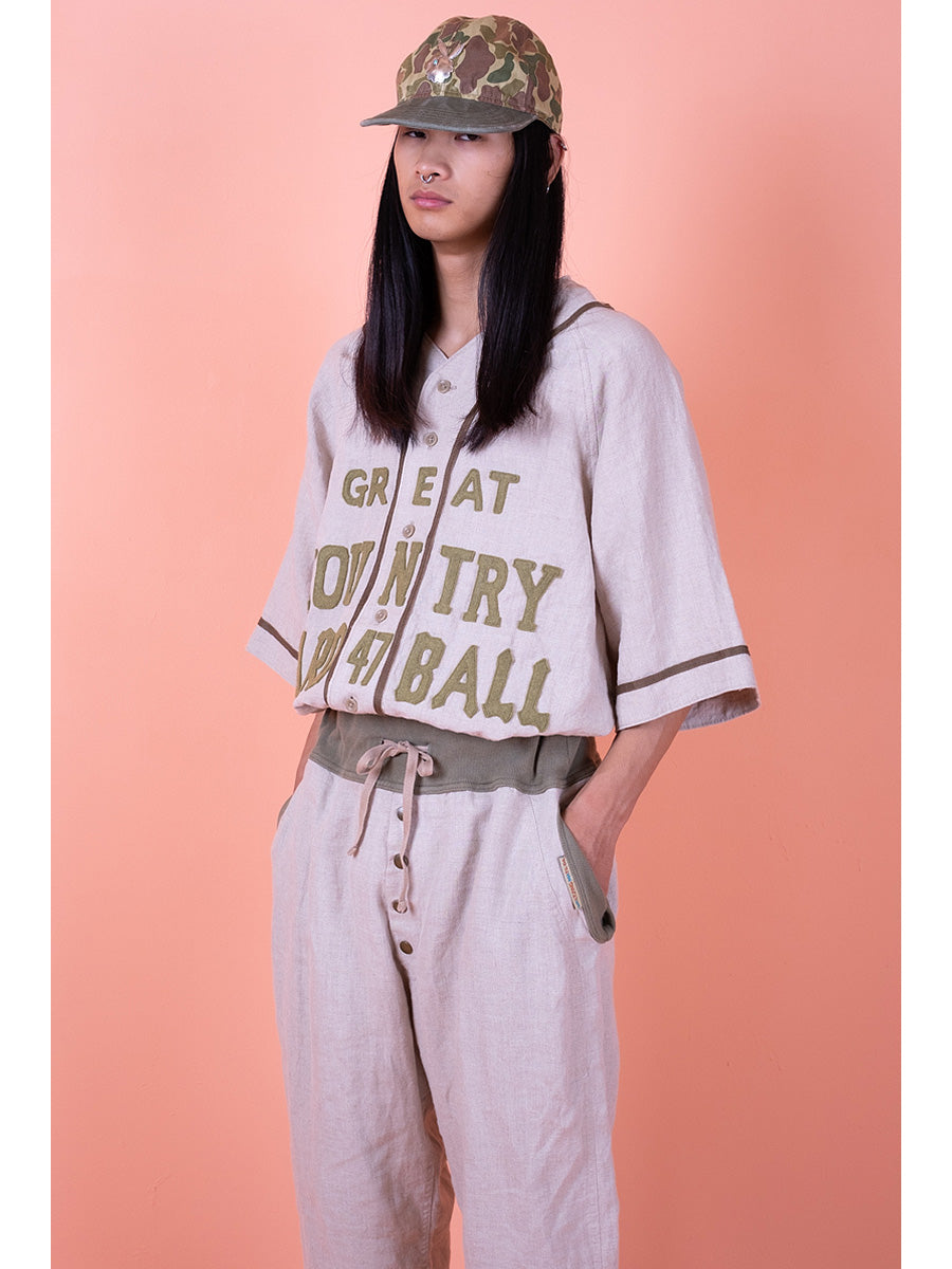 Kapital French Linen GREAT KOUNTRY Baseball Shirt | eBay