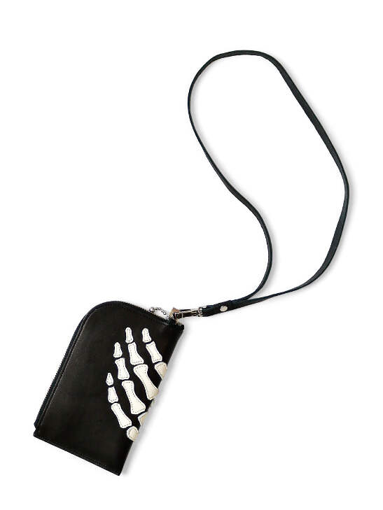 Kapital Leather Thumbs Up Bone Hand Zip Neck wallet Bag | eBay