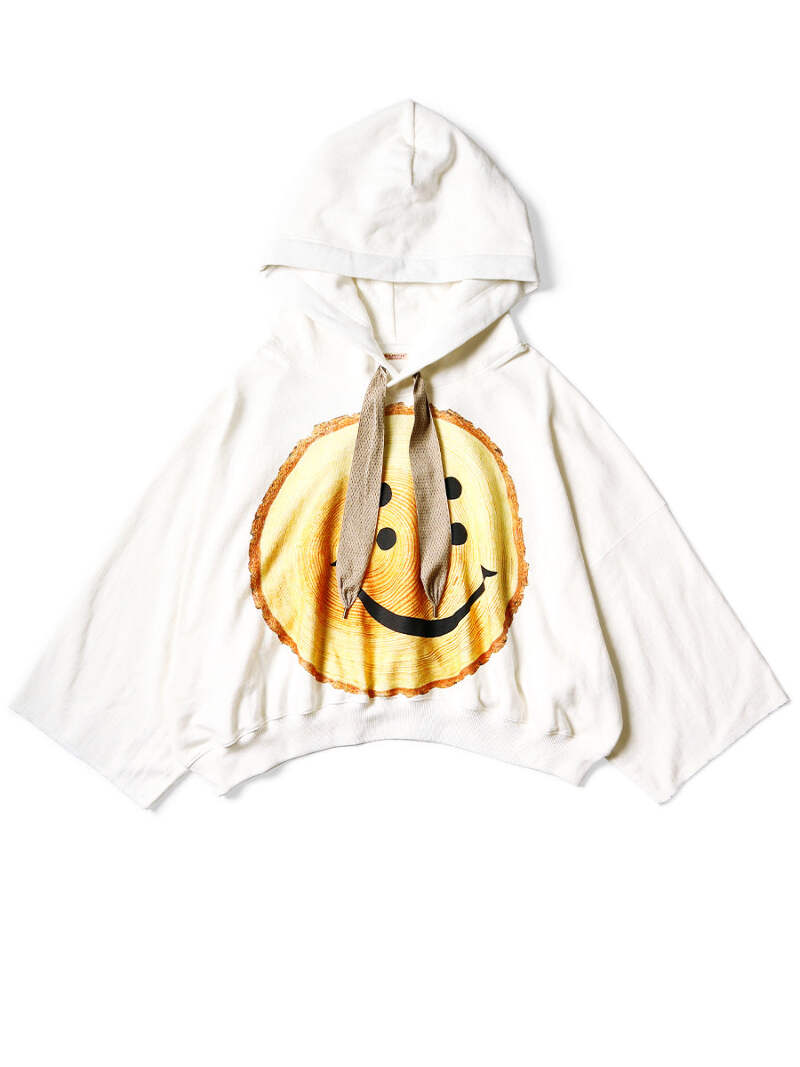 KAPITAL SMILE スマイル パーカー ３ Kapital Fleece Knit RAIN SMILE Hoodie SWT Ecru - Made in Japan