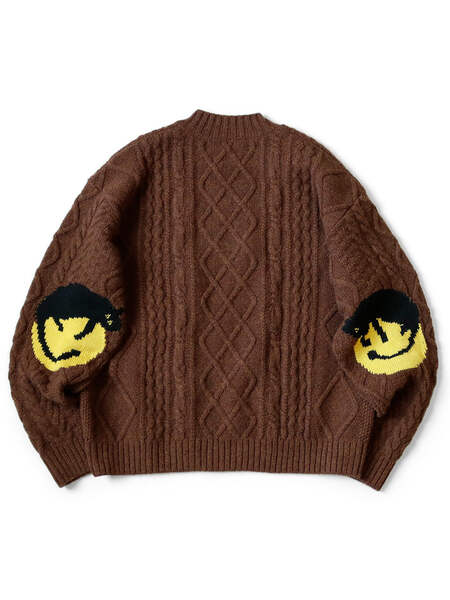 Kapital 5G Wool Cable Knit Elbow CATPITAL Crew Sweater | eBay