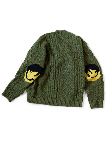 Kapital 5G Wool Cable Knit Elbow CATPITAL Crew Sweater | eBay