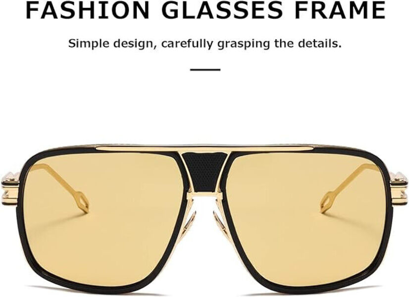 Oversized Shield Sunglasses with Gold Alloy Steel Frame, UV400 Protection Amazon.com: Oversized Shield Sunglasses Men Big Frame  main image 2