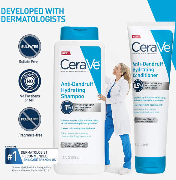 CeraVe 2 In 1 Hydrating Anti Dandruff Shampoo And Conditioner, 1