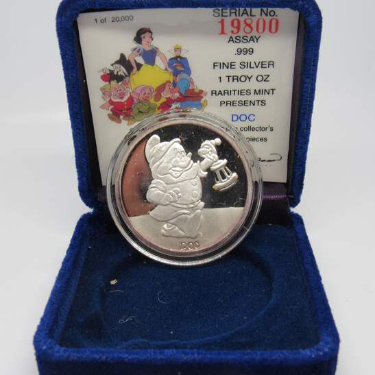 Disneyland 銀製記念コイン 1955-1990 1990 Fantasia Walt Disney 50th Anniversary Enameled Coin 1oz