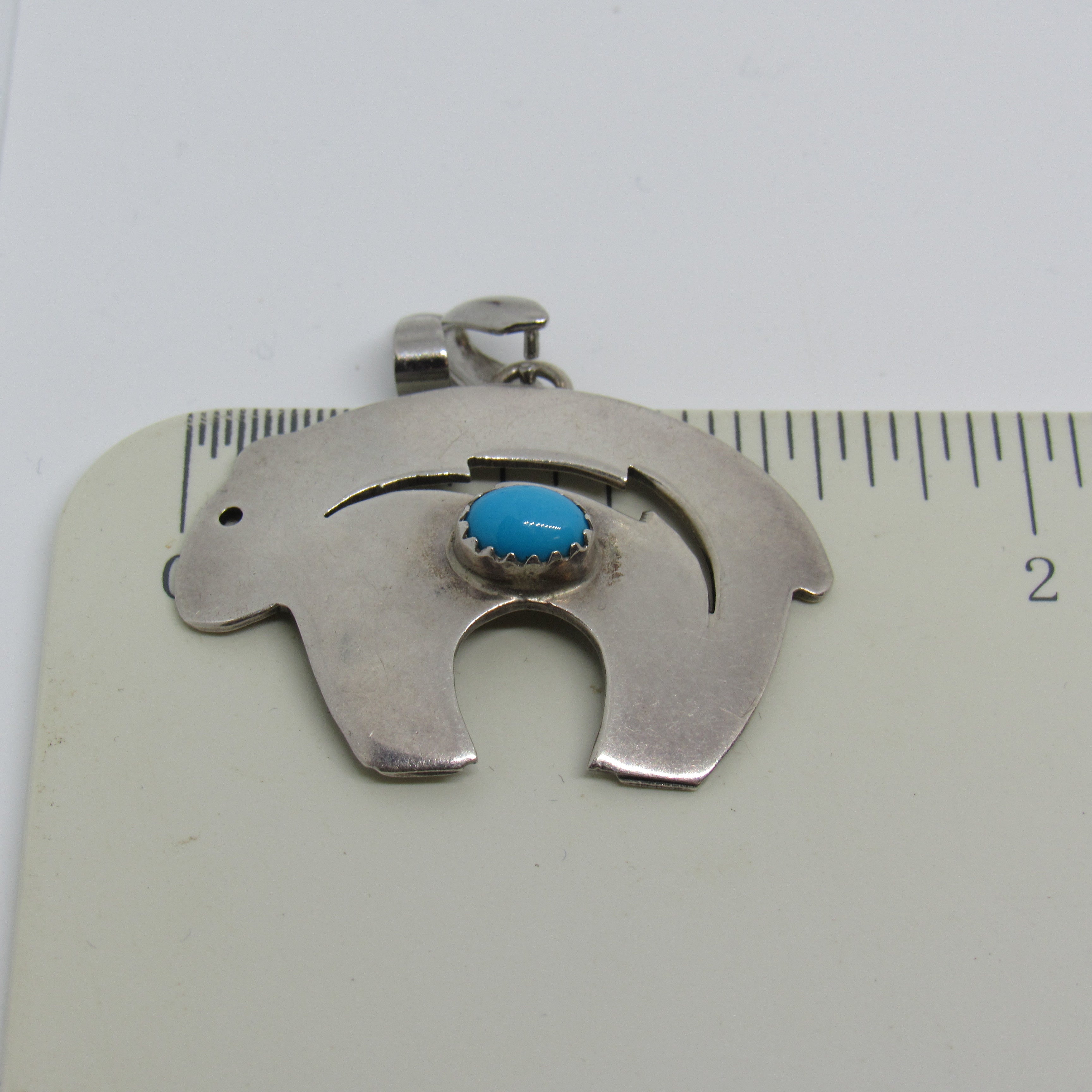 Vintage Navajo L. L. Lee Sterling Silver 925 Turquoise Bear