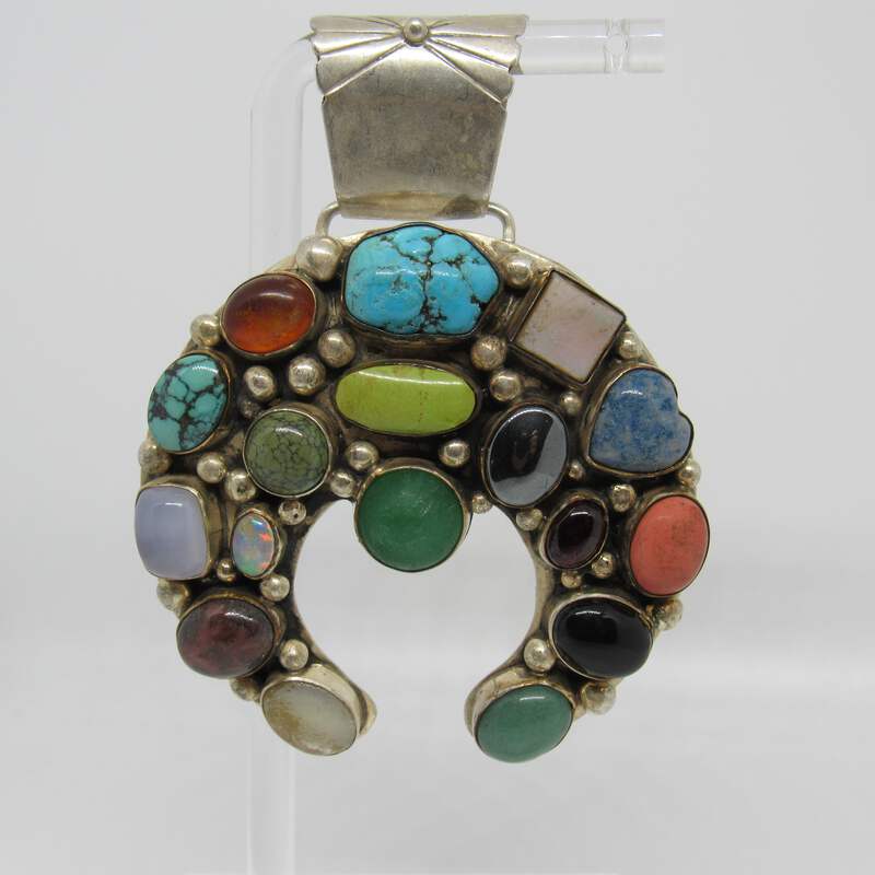 Patrick Yazzie Navajo Sterling Silver 925 Multi Stone Horseshoe
