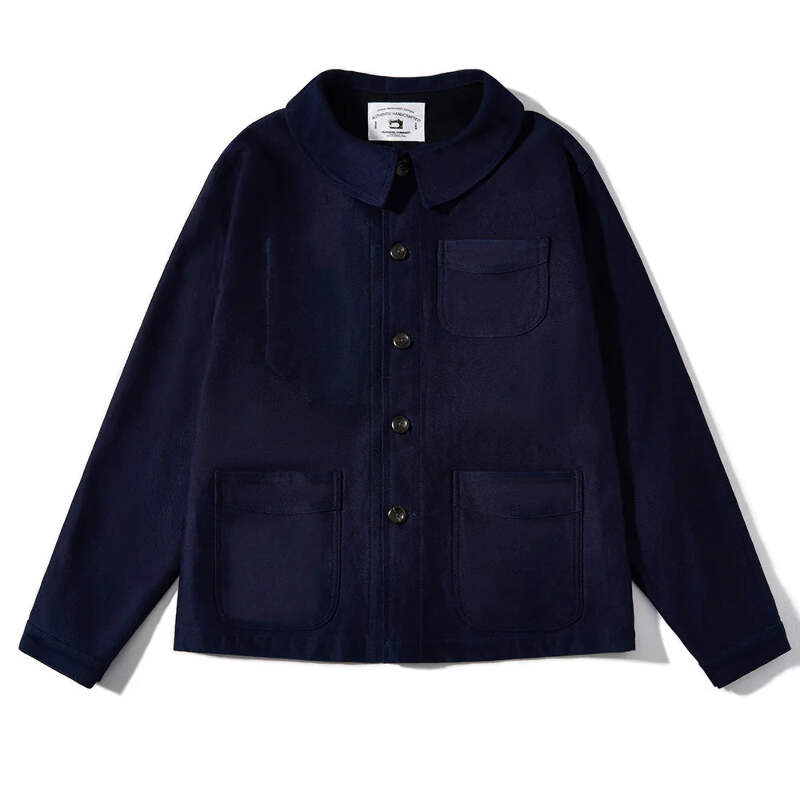 2026 Spring Round Collar Mole Skin French Four Bag Workwear Jacket Heavy Duty Washed Vintage Styleouter Garment Loose Fit Coat