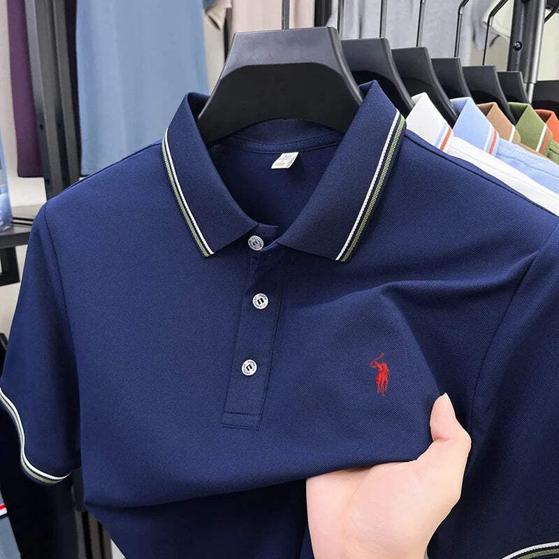 Summer new men's business short sleeved polo shirt T-shirt personalized luxury brand Pony embroidery casual comfortable clothing