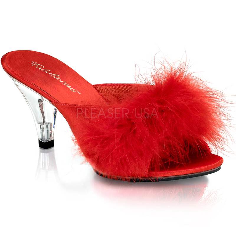 Rot Marabu Feder Hausschuhe Sexy Party Prom Bridal Slip On Slide