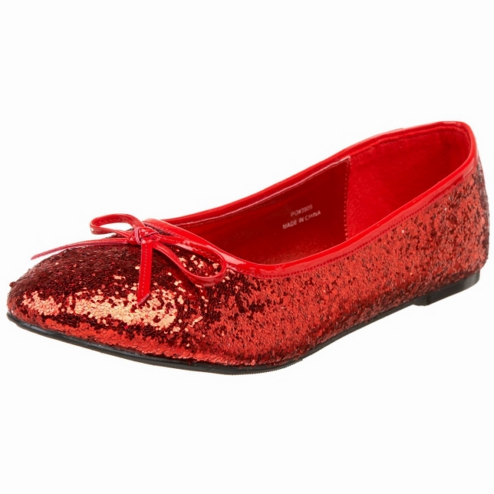 red glitter flat shoes