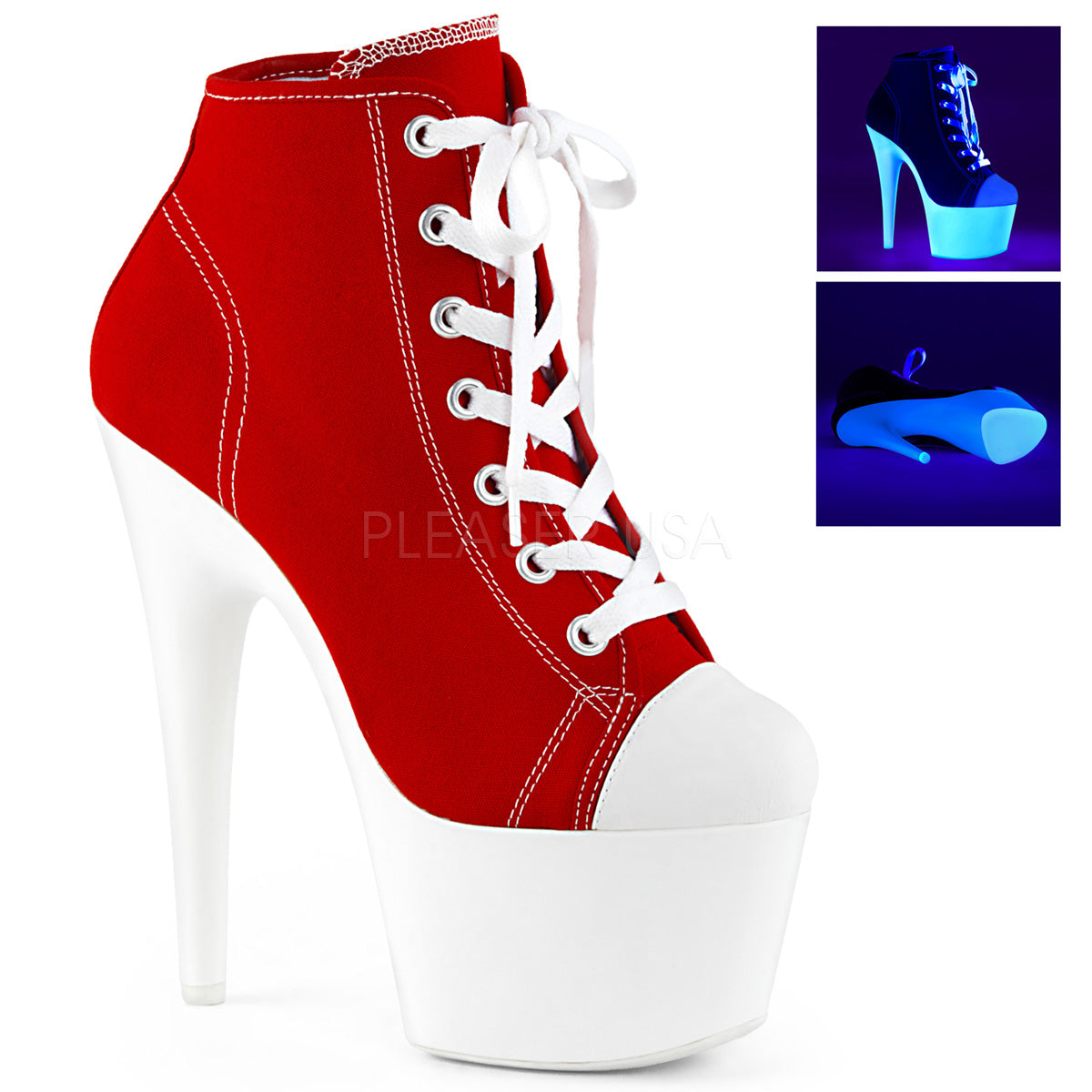 6/" Baby Pink Canvas Platform Stripper Sneaker Boots High Heels Shoes Pleaser