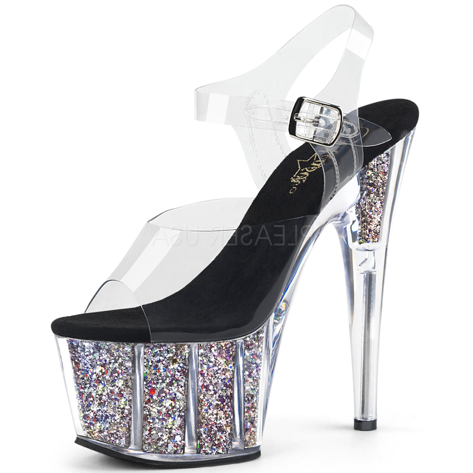 Clear High Heel Platform Ankle Strap Sandal Exotic Stripper Vegan Womens Shoes