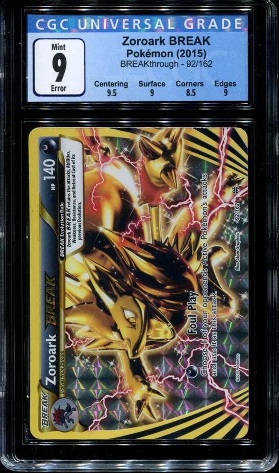 Zoroark Break 92 162 Cgc 9 Inverted Back Error Xy Breakthrough 3007 Ebay