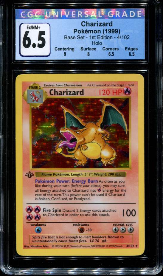 Pokemon Charizard 4 102 1st Edition Cgc 6 5 Base Set Holo Ebay