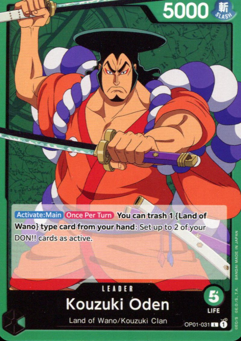 One Piece Trading Card Game Romance Dawn Leader Kouzuki Oden OP01-031 One Piece Trading Card Game Romance Dawn Leader Kouzuki Oden OP01-031