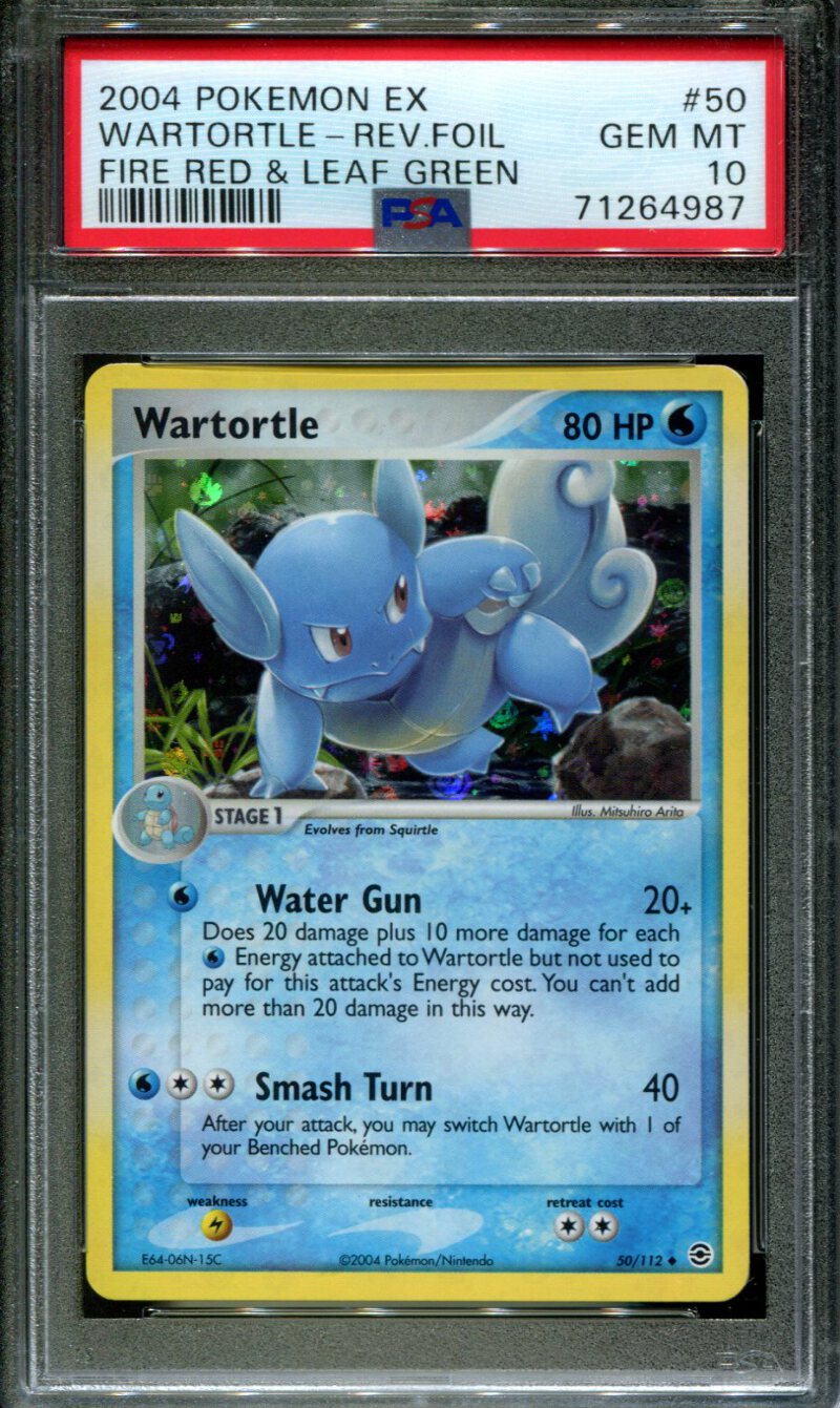 Wartortle - 50/112 - PSA 10 - Reverse Holo - FRLG - Pokemon