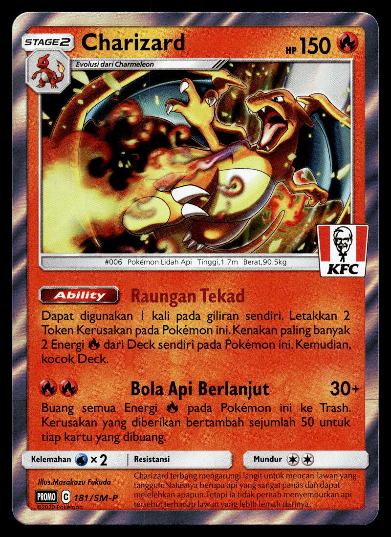 Charizard - 181/SM-P - NM - Indonesian - KFC - Promo - Pokemon