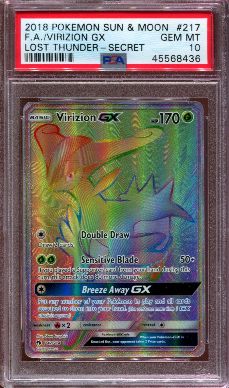 Virizion Gx Hyper Rare Lost Thunder 217 214 Psa 10 Ebay