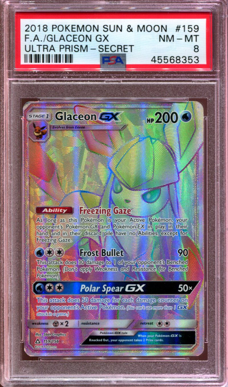 Glaceon Gx Hyper Rare Ultra Prism 159 156 Psa 8 Ebay Looking to sell large collection of rainbow rare gx's. usd