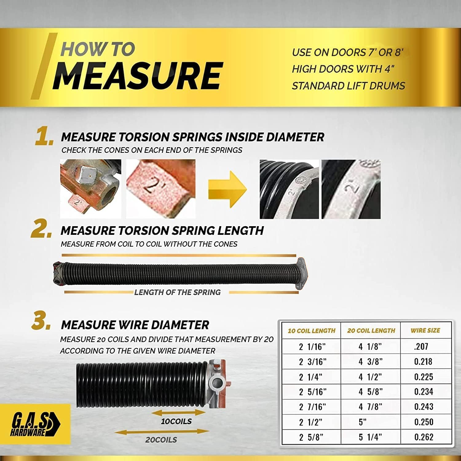 Garage Door Torsion Spring 250x2x34 With Winding Bars - Left Side Spring With 30,000 Cycle Rating & 5-Year Warranty