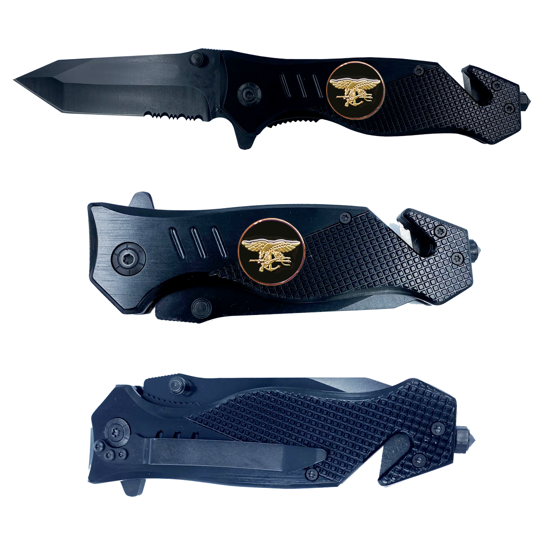 Navy Seal Team 6 Naval Special Warfare Trident Pocket Knife 3-in-1