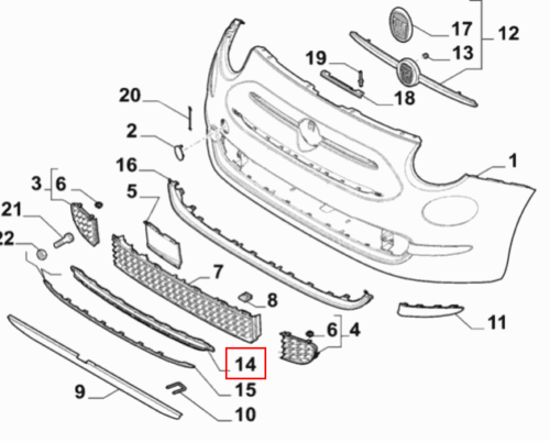 fiat 500 front grill replacement