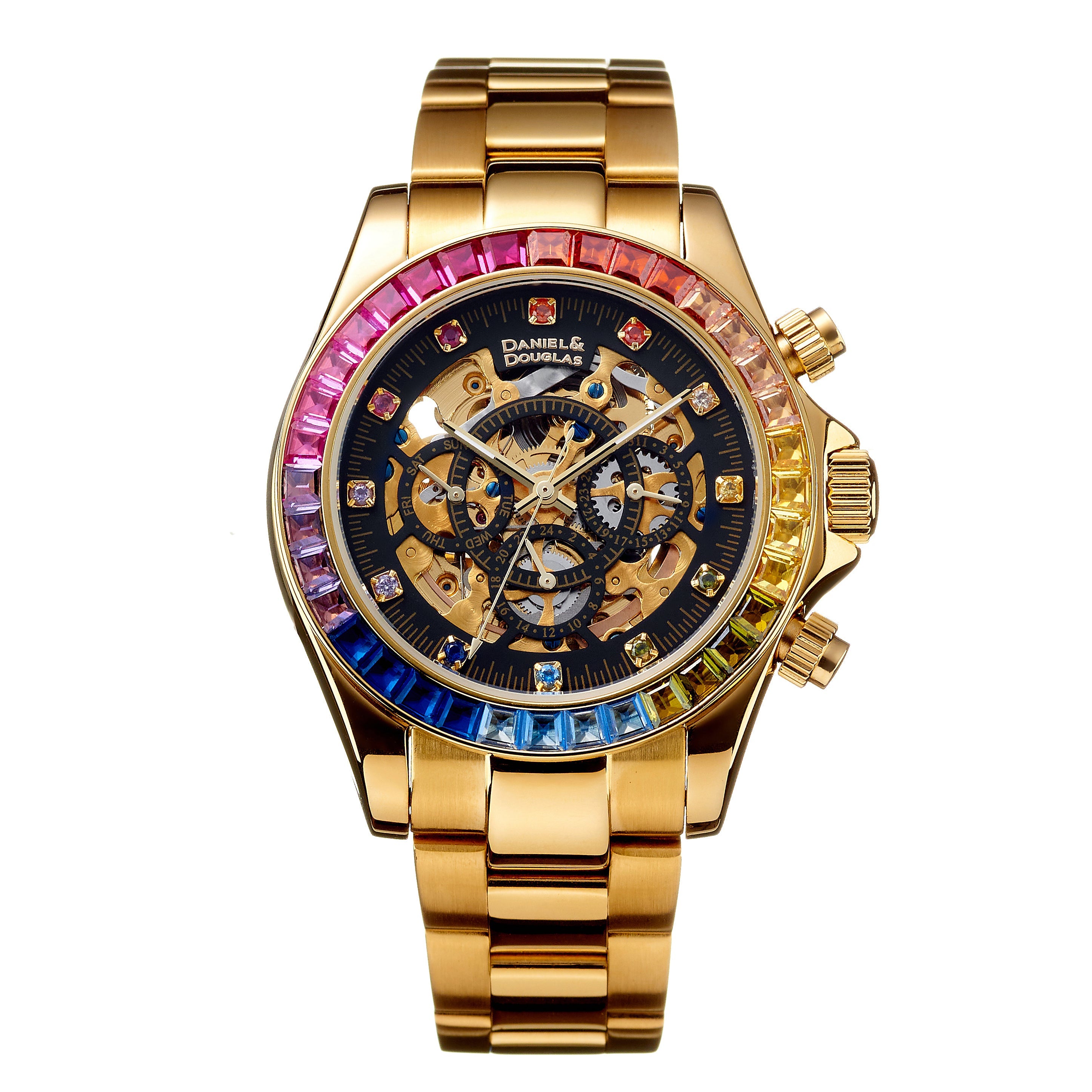 お歳暮 2025 Automatic DOUGLAS & DANIEL Watch DD8802DG-RBBK3 Gold Men's 時計