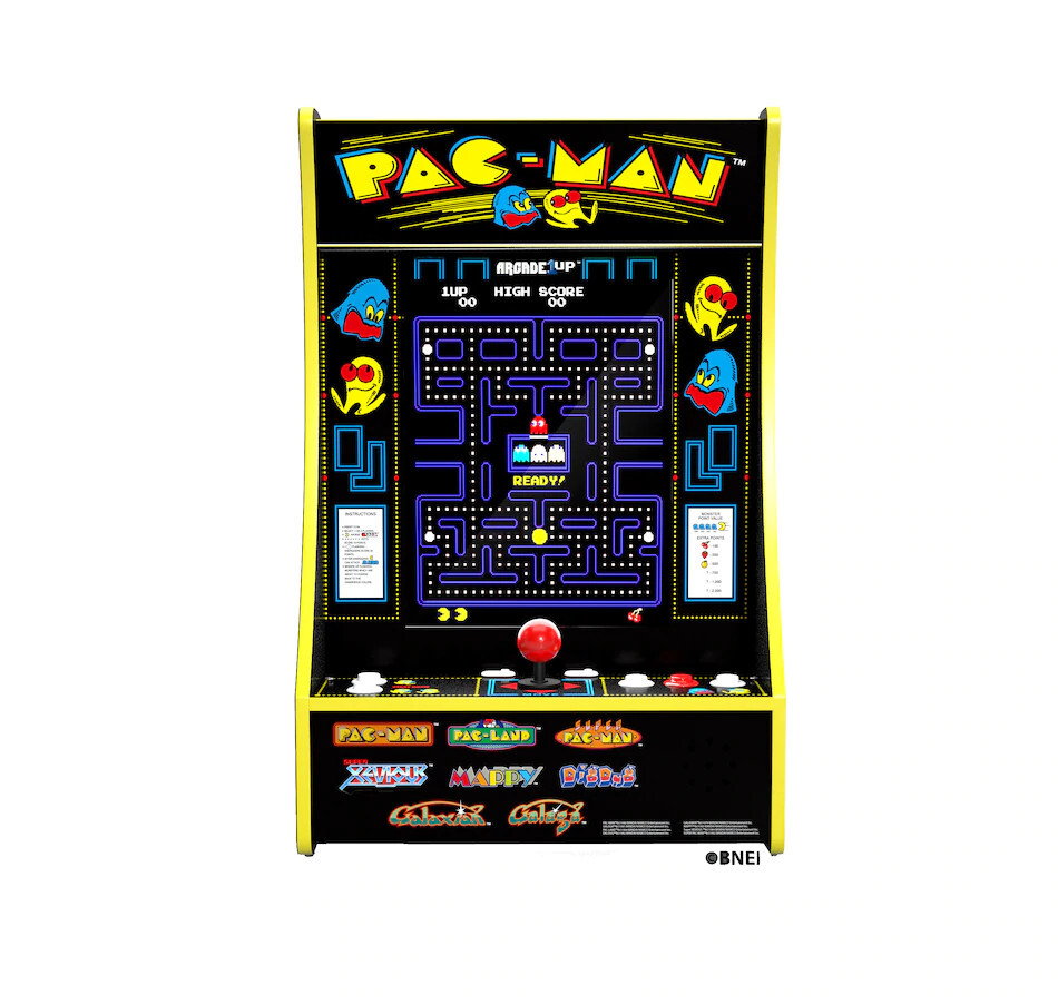 arcade1up 4-in-1 partycade with pac-man, dig dug, galaga and galaxian