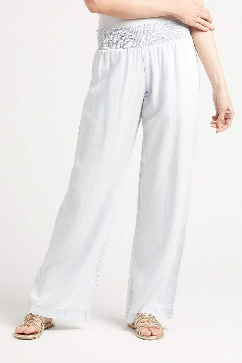 Bella Dahl Smocked Waist Wide Leg Pants White eBay