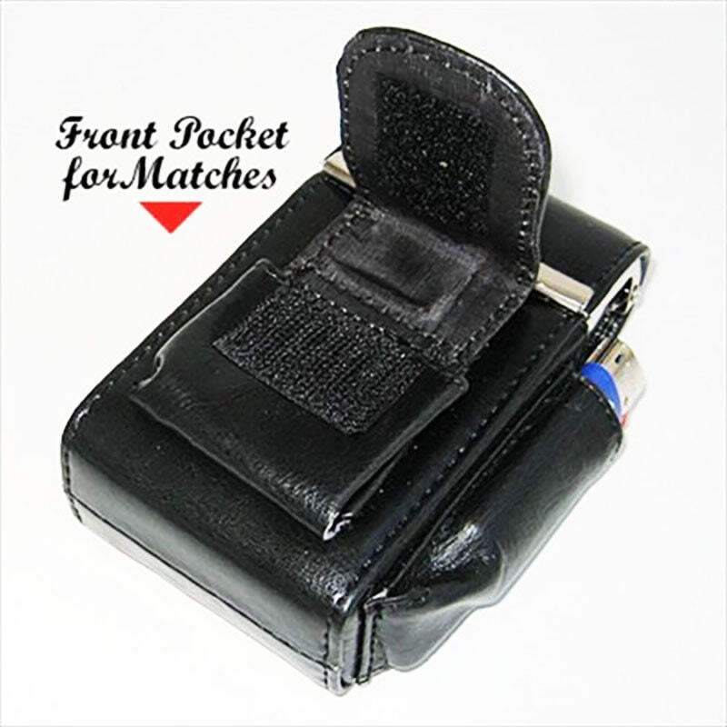 hard cigarette case with lighter Premium Antique Marlboro W/built in for Kings & 100's it is convenient and cool to use Genuine Leather Cigarette Carrying Case