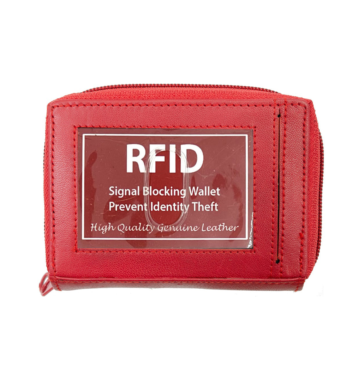 RFID Leather Fan Open Credit Card Holder 2 Zip Woman's