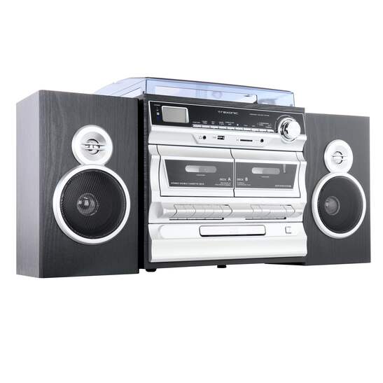 Trexonic 11BS 3-Speed Turntable Dual Cassette CD Player w USB SD