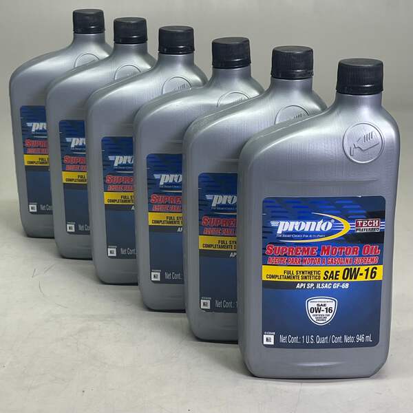 PRONTO (6-PACK) Full Synthetic Supreme Motor Oil SAE 0W-16 1 qt