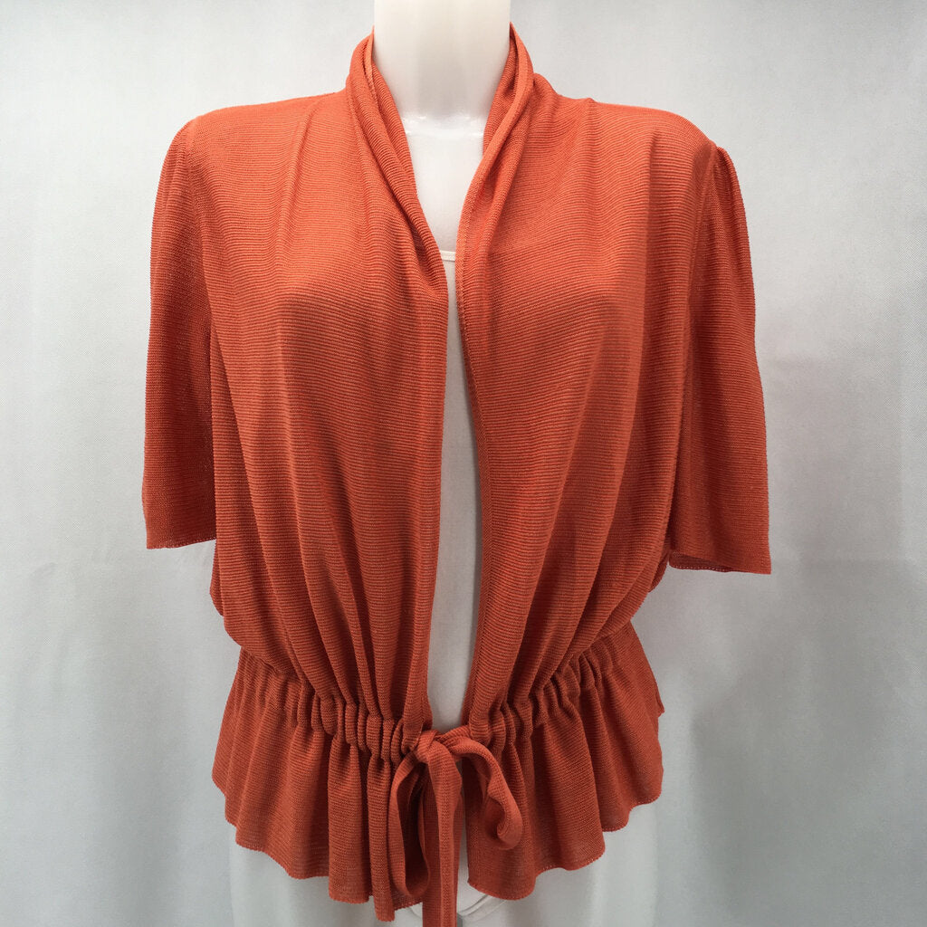 orange short sleeve cardigan