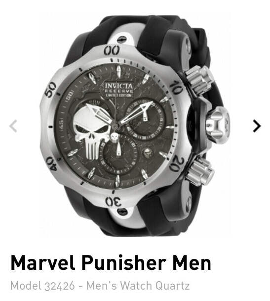 INVICTA MARVEL PUNISHER MENS WATCH 53.7MM STAINLESS Limited
