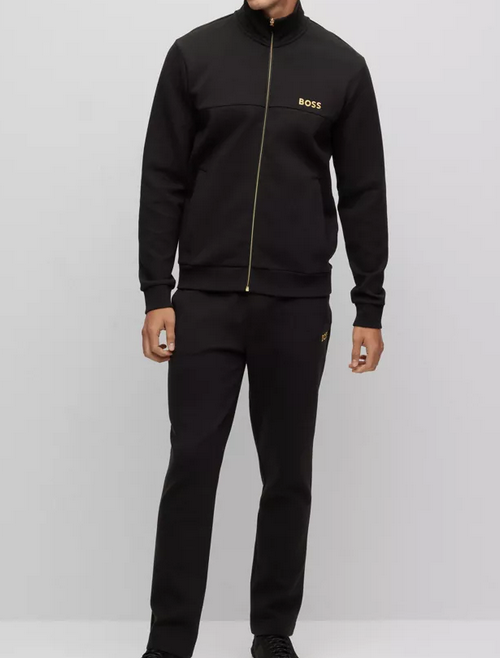 Boss tracksuit sale black and gold