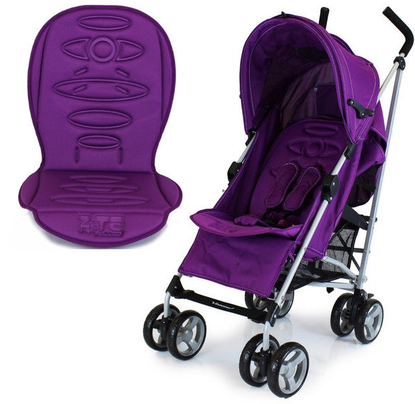 Buggy Stroller Pushchair With Large Sun Canopy Hood Plum Dots With Rain Cover Zeta Vooom