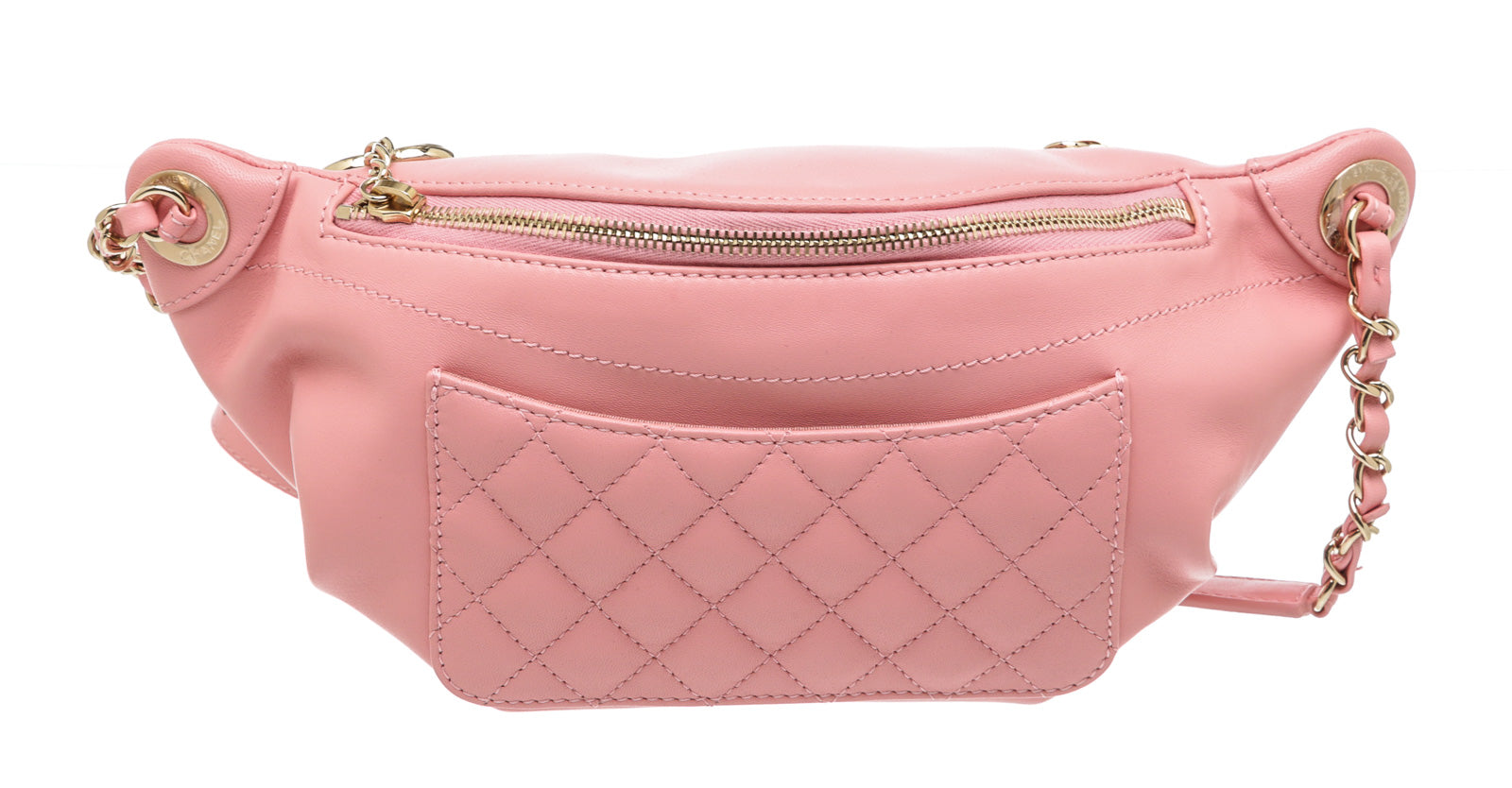 chanel pink waist bag