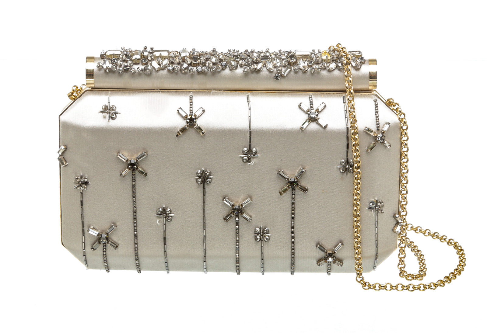 silver embellished clutch bag