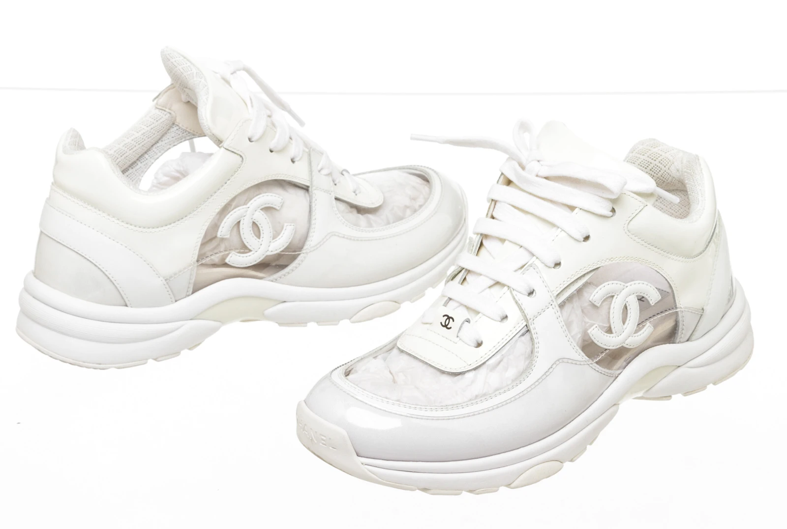 chanel sneakers white transparent