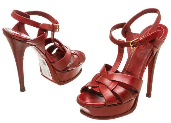 red ysl tribute sandals