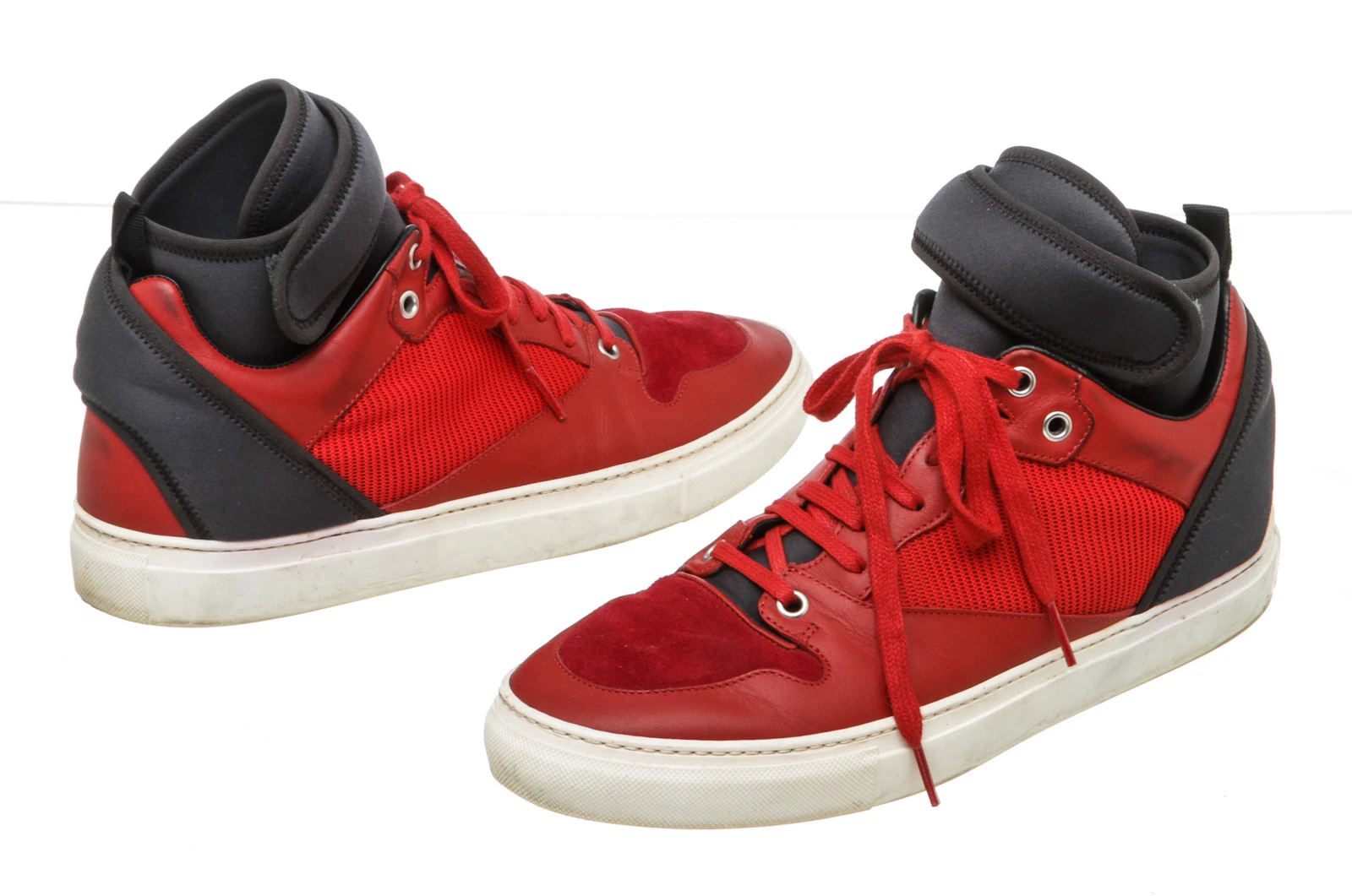 red balenciaga high top sneakers