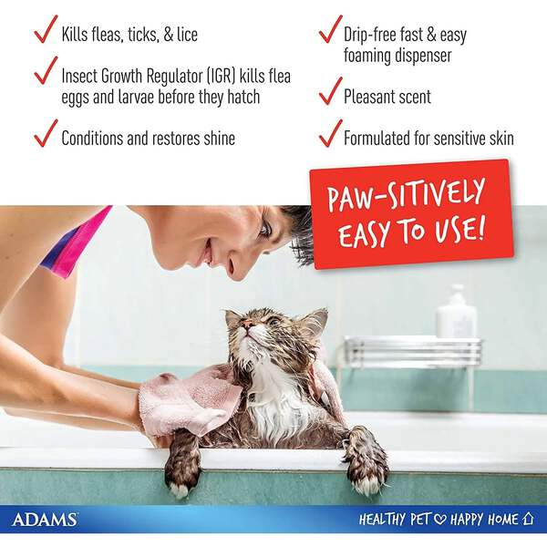 Adams Plus Flea Tick Foaming Shampoo Wash For Cats Kittens